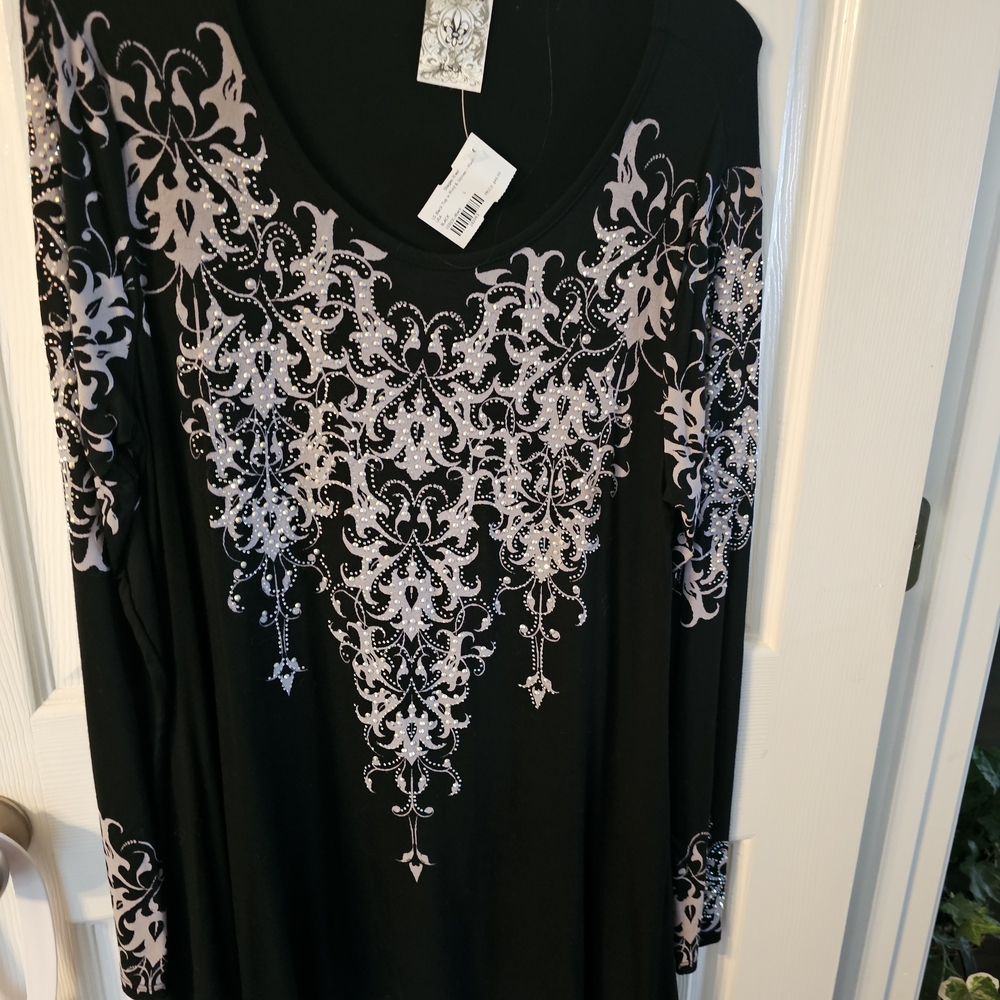 Vocal Black and Silver Embellished Top